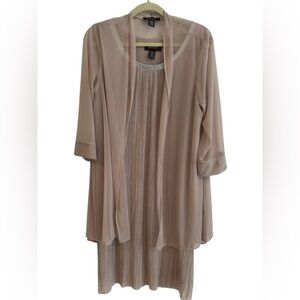 R&M Richards Pleated Glitter 2-Piece Dress/Sheer Overlay Jacket US (14)